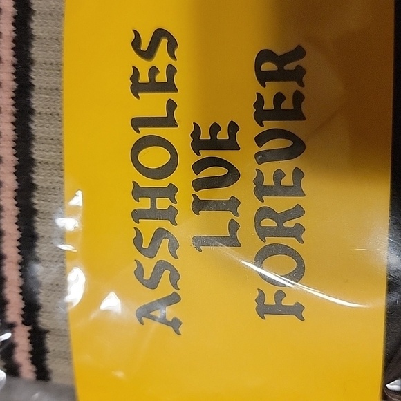 NEW Assholes Live Forever Colorblock Crew Socks, Unisex, Size 6-11 Black Cream - Picture 9 of 9